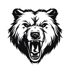 Growling bear head isolated on white background. Vector illustration