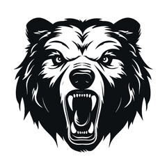 Fototapeta premium Growling bear head isolated on white background. Vector illustration