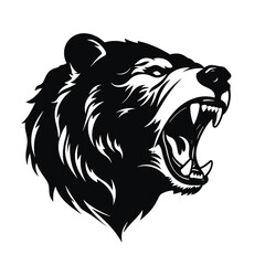 Growling bear head isolated on white background. Vector illustration