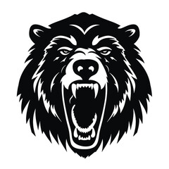 Vector roaring bear isolated on white background. Furious bear head