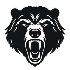 Vector roaring bear isolated on white background. Furious bear head