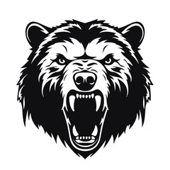 Vector roaring bear isolated on white background. Furious bear head