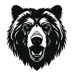 Fototapeta premium Vector roaring bear isolated on white background. Furious bear head