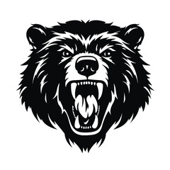 Vector roaring bear isolated on white background. Furious bear head