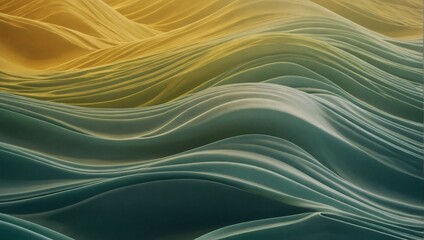 Modern soft curvy waves background illustration with mustard yellow, pastel yellow, and sage green color.