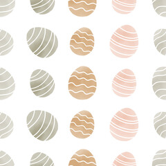 Seamless pattern with easter eggs, hand drawn illustration in watercolor style