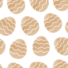 Seamless pattern with easter eggs, hand drawn illustration in watercolor style