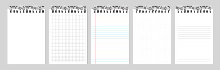 top spiral notebook stationary realistic set diffrent pages cover