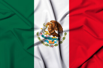 Beautifully waving and striped Mexico flag, flag background texture with vibrant colors and fabric...