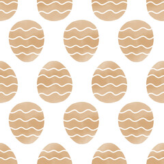 Seamless pattern with easter eggs, hand drawn illustration in watercolor style