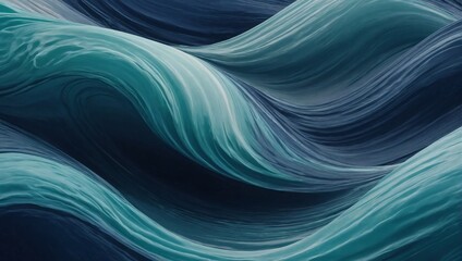 Modern soft curvy waves background illustration with navy blue, sky blue, and mint green color.