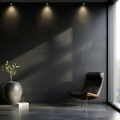 Elegant Serenity: Modern Minimalist Interior with Light and Shadow Play