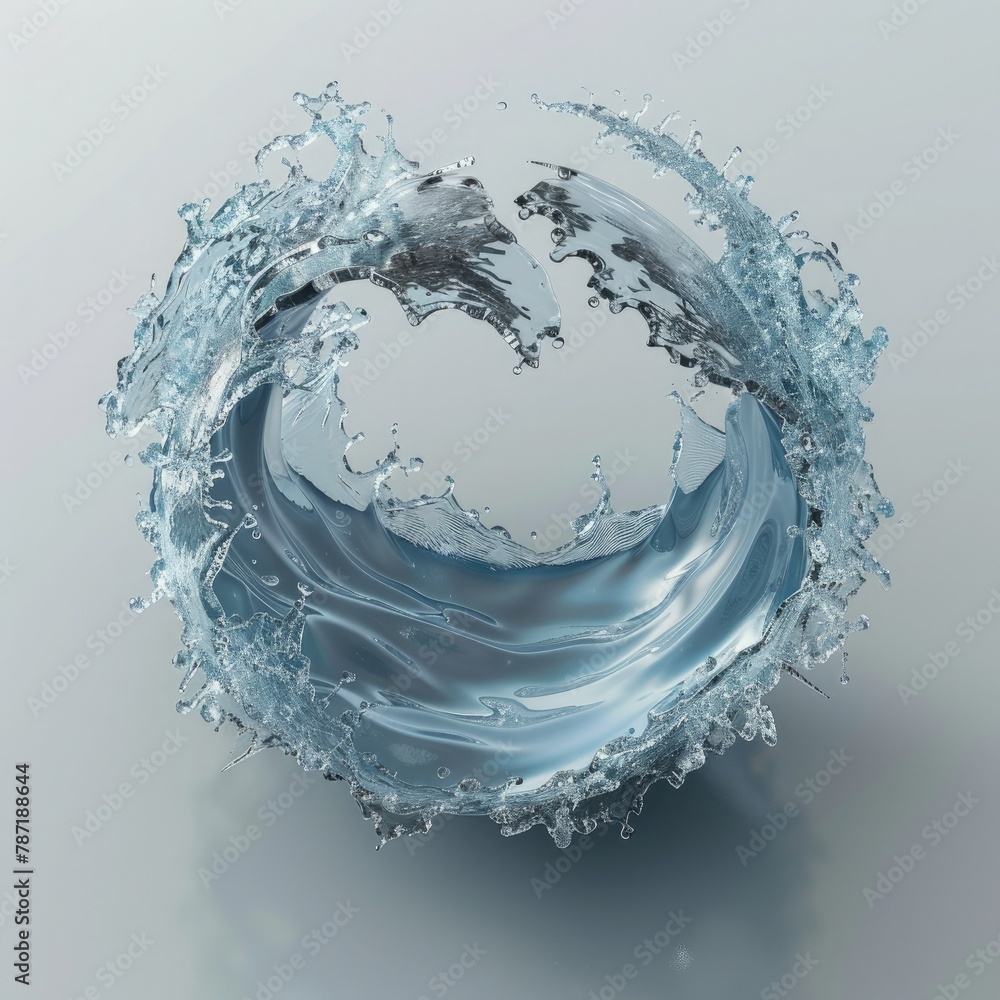Aufkleber a 3d visualization of water waves forming the shape of the earth, underscoring the interconnectednes