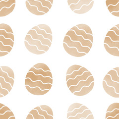 Seamless pattern with easter eggs, hand drawn illustration in watercolor style