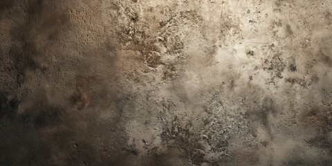 A high-resolution image highlighting the worn and rough texture of a grungy wall, with patches of dark stains and discoloration - obrazy, fototapety, plakaty