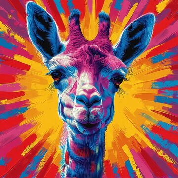 pop art animal with a funny face, colorful