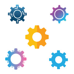 gears and cogs vector icon set