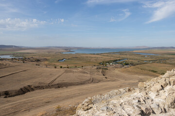 Landscape photo from the top of The Enisala Medieval Fortress near Jurilovca in Tulcea, Romania.
