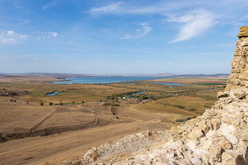 Landscape photo from the top of The Enisala Medieval Fortress near Jurilovca in Tulcea, Romania.