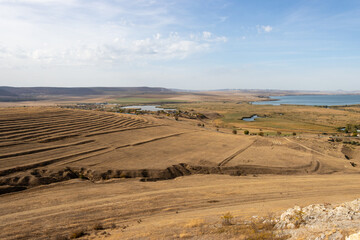 Landscape photo from the top of The Enisala Medieval Fortress near Jurilovca in Tulcea, Romania.