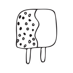 ice cream. doodle. black lines. sweet. summer. cooling. a sketch. The ice cream is hand-drawn. different types of cooling ice cream. on a white background. vector. food. dessert. cold. sweetness.