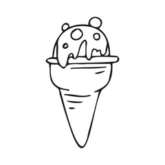 ice cream. doodle. black lines. sweet. summer. cooling. a sketch. The ice cream is hand-drawn. different types of cooling ice cream. on a white background. vector. food. dessert. cold. sweetness.