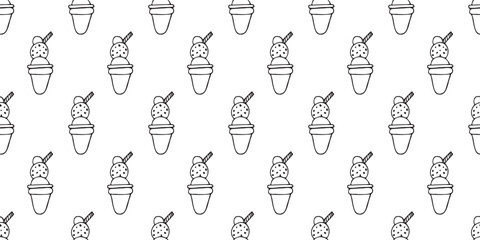ice cream. doodle. black lines. sweet. summer. cooling. sketch. seamless pattern. seamless. pattern. food. The ice cream is hand-drawn. different types of cooling ice cream. on a white background. vec