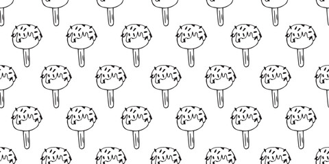 ice cream. doodle. black lines. sweet. summer. cooling. sketch. seamless pattern. seamless. pattern. food. The ice cream is hand-drawn. different types of cooling ice cream. on a white background. vec