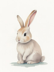 Obraz premium Hare or rabbit. watercolor easter clipart on white background. Wildlife