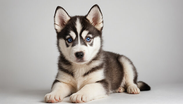 A photo of a puppy husky with ultra high details white background 4K
