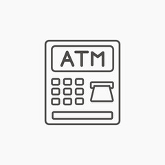 Atm, withdrawal, money, bank, cash symbol icon vector illustration.