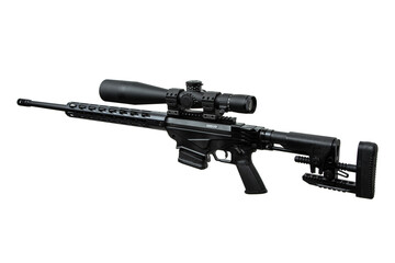 A modern sniper rifle with an optical sight. Weapons for sports, hunting and self-defense. Bolt...