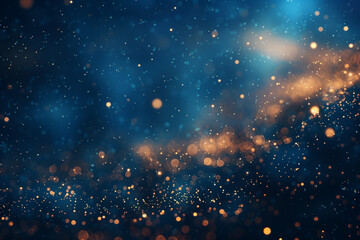 abstract background with Dark blue and gold particle. Generative AI