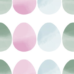 Seamless pattern with easter eggs, hand drawn illustration in watercolor style