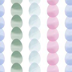 Seamless pattern with easter eggs, hand drawn illustration in watercolor style