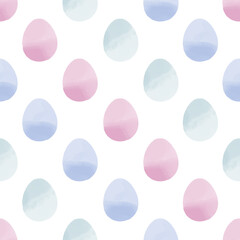Seamless pattern with easter eggs, hand drawn illustration in watercolor style