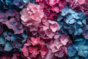 Obraz premium Close up of bunch of vibrant hydrangea flowers
