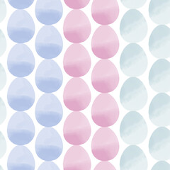 Seamless pattern with easter eggs, hand drawn illustration in watercolor style