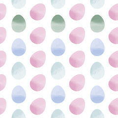 Seamless pattern with easter eggs, hand drawn illustration in watercolor style