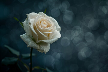 Isolated white rose on a black background