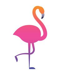 Vector flamingo bird in flat style. Summer bird icon. Concept of summer, summer holidays. Suitable for cards, congratulations, invitations.