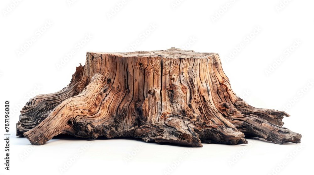 Poster Tree stump set against a white backdrop