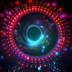 glowing Led lights in a circle shape on a dark background
