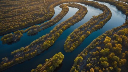 Overhead view of a river meander