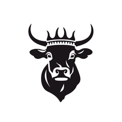 cow head portrait, set of stylized vector symbols