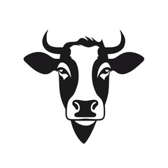 cow head portrait, set of stylized vector symbols
