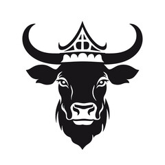 cow head portrait, set of stylized vector symbols