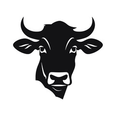 cow head portrait, set of stylized vector symbols
