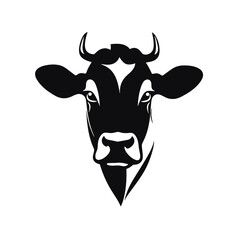 cow head portrait, set of stylized vector symbols