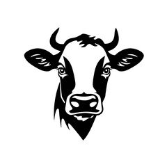 cow head portrait, set of stylized vector symbols